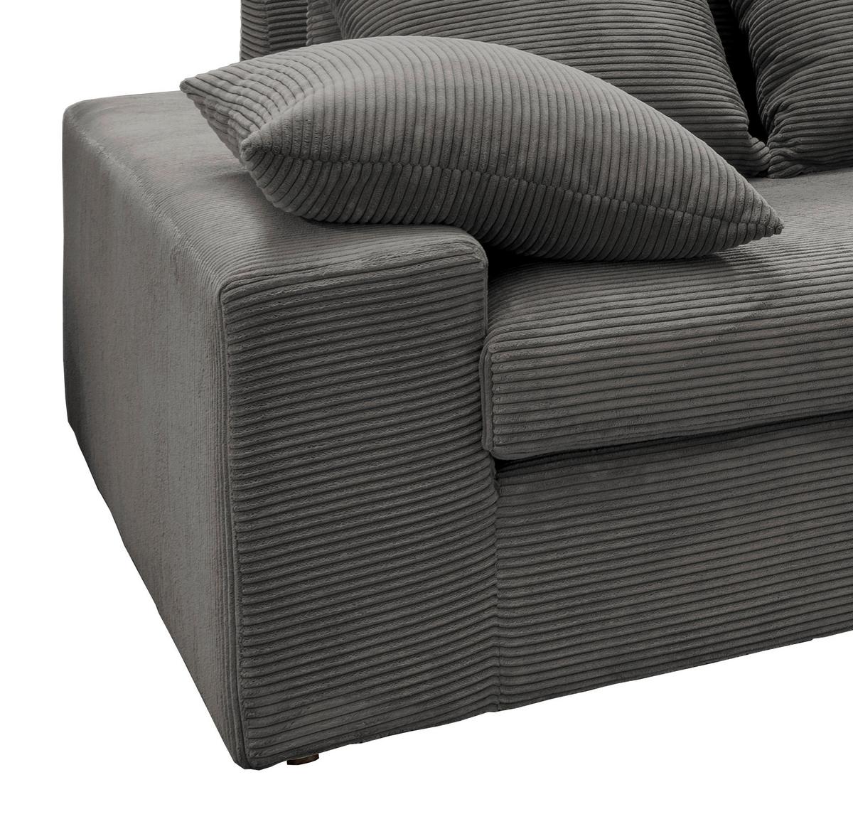 Viersitzer-Sofa Avellino Grau B: 308 cm - Schwarz/Grau, MODERN, Textil (308/80/140cm) - Livetastic