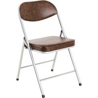 Klappsessel Kurt Stahl/lederlook - Alufarben/Braun, MODERN, Metall (47/79/53cm)