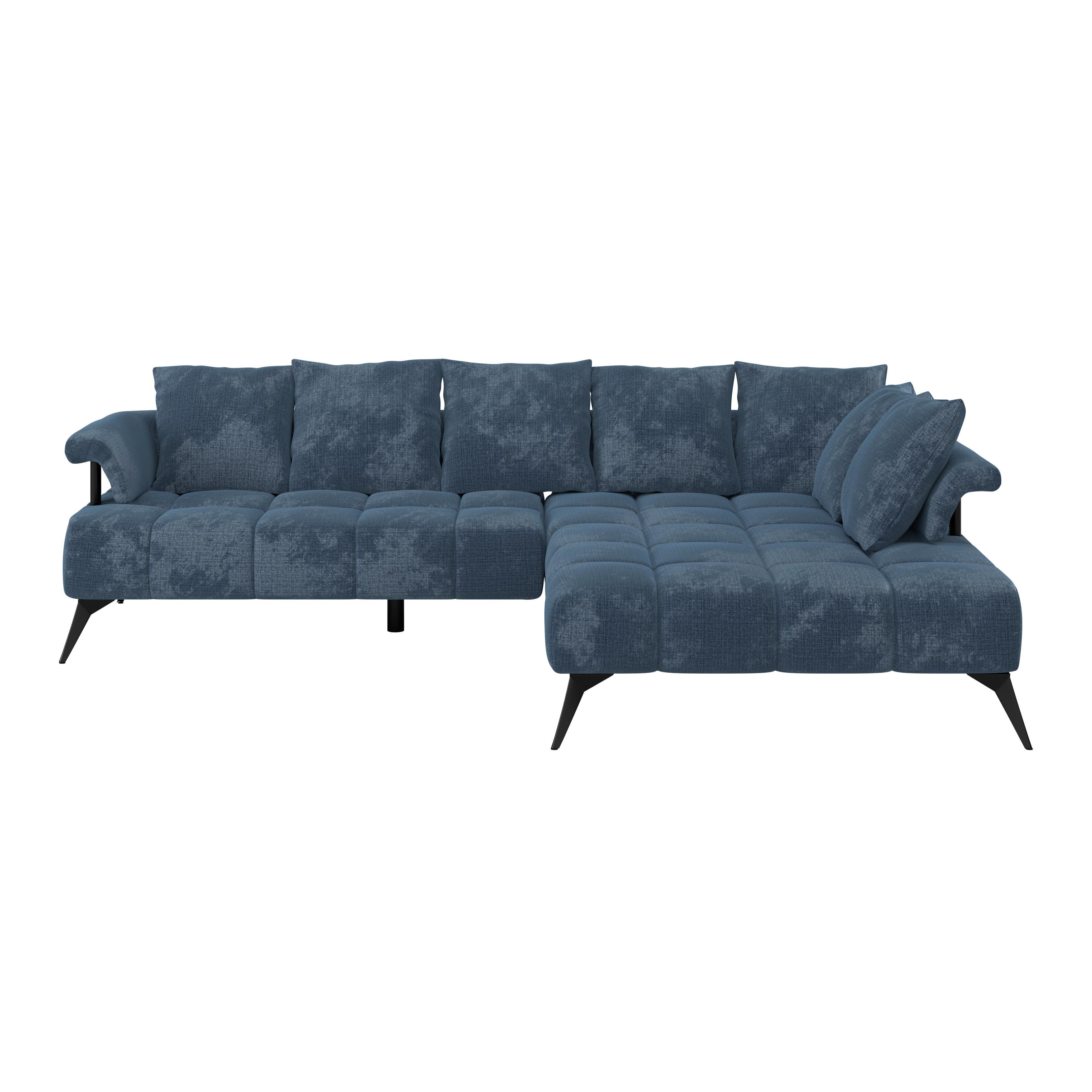 Sedacia súprava VANESSA NEW potrebná š. dverí 90 cm, pravá - modrá/čierna, Modern, kov/textil (297/200cm)