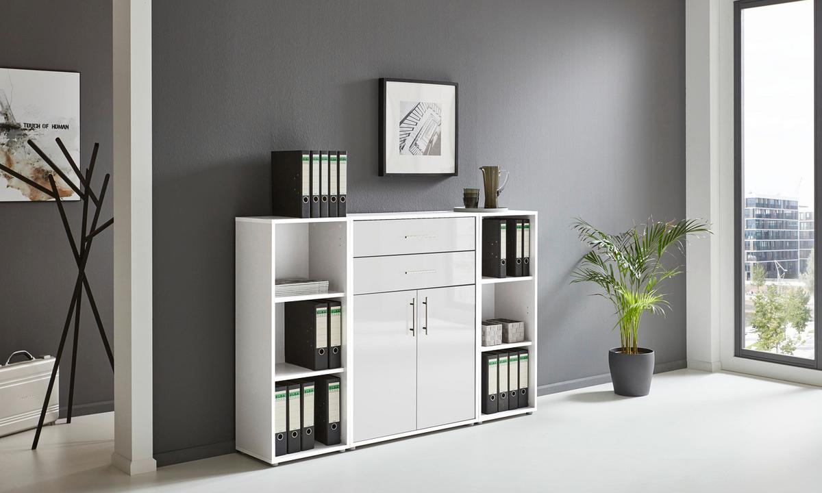 Aktenschrank Office Edition Weiß/Weiß Hochglanz B: 172,6cm - Weiß Hochglanz/Weiß, MODERN, Holzwerkstoff (172,6/113,6/33cm) - MID.YOU