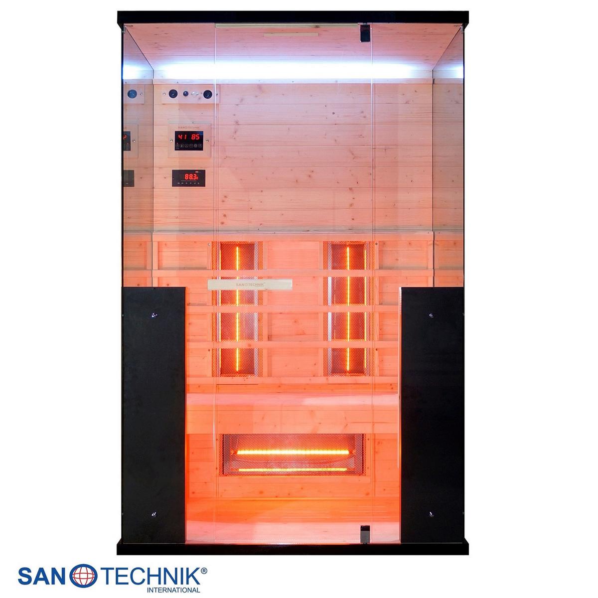 Infrarotkabine, für 2 Personen 5 Vollspektrumstrahler - Schwarz, KONVENTIONELL, Holz (125/190/100cm) - Sanotechnik
