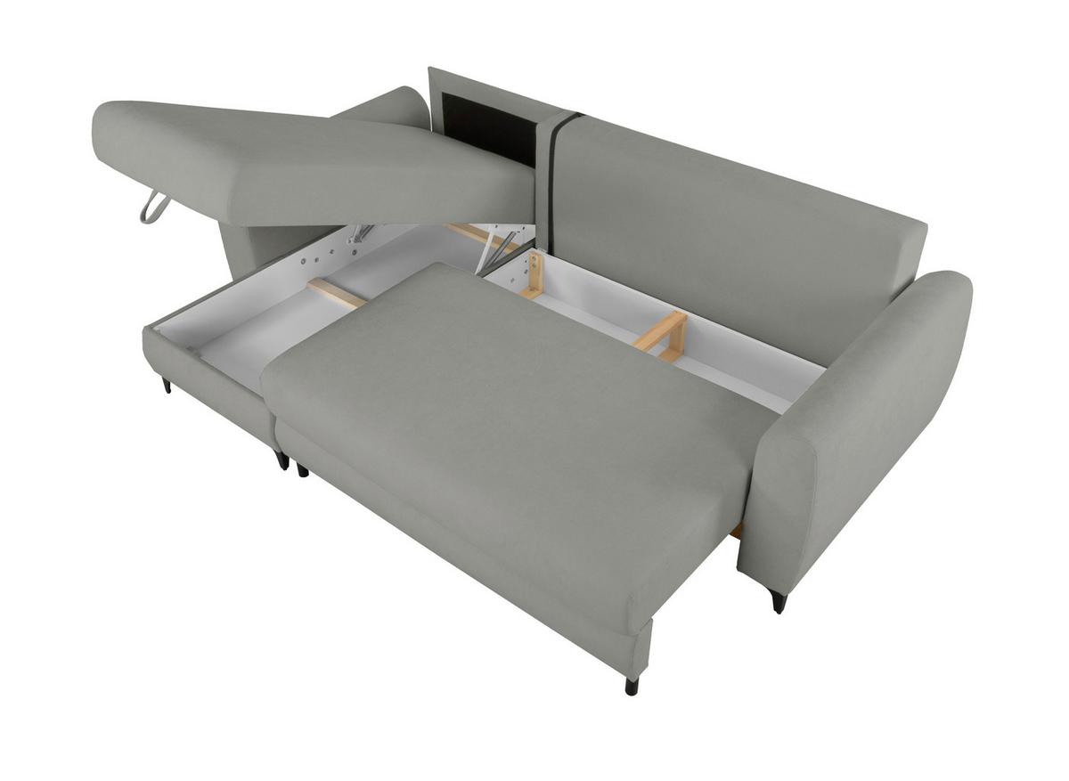 Ecksofa Moli, Grau S: 236x148 cm - Schwarz/Grau, Design, Textil (236/148cm) - MID.YOU