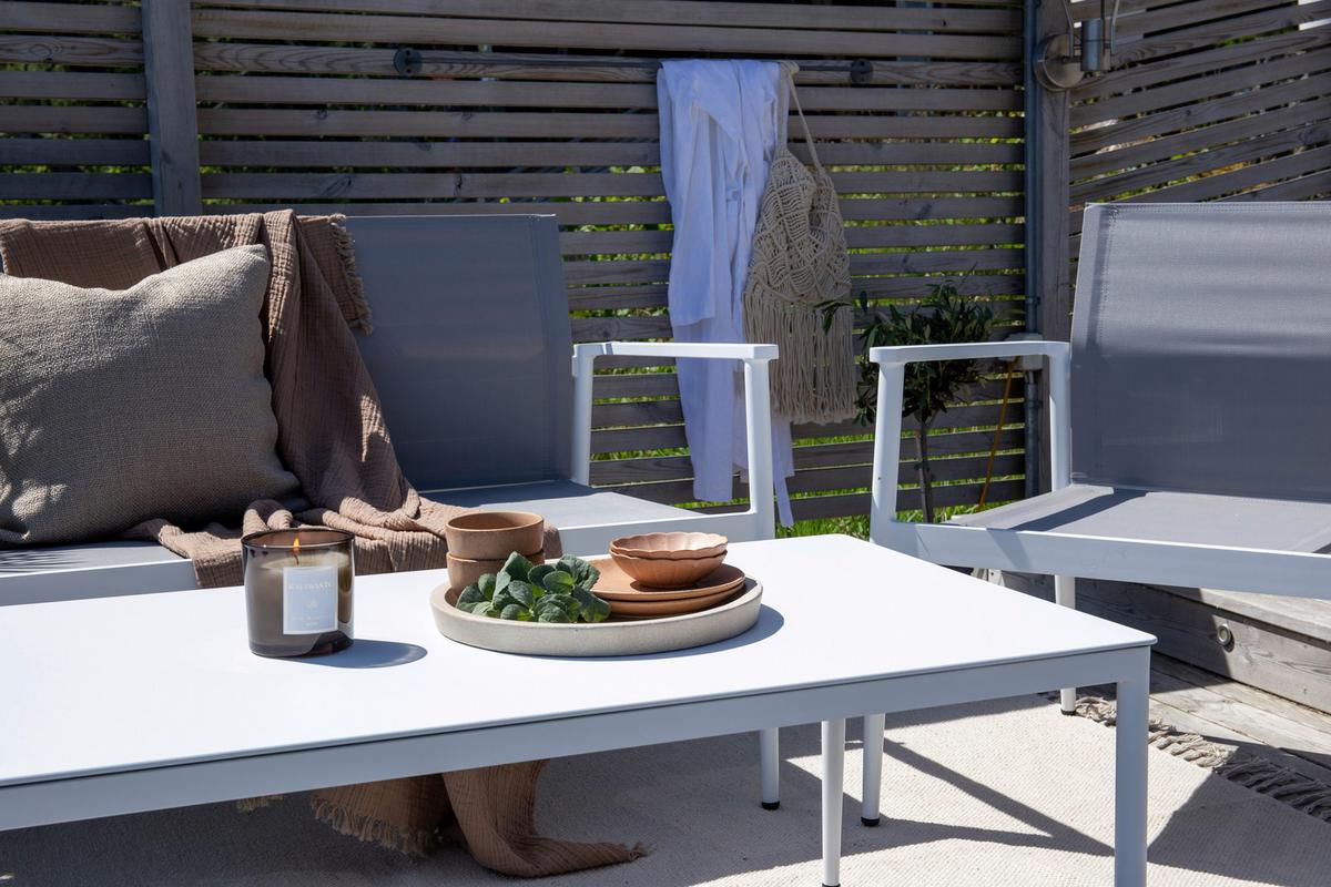 Loungegarnitur Break - Weiß/Grau, KONVENTIONELL, Glas/Textil - Gardenson