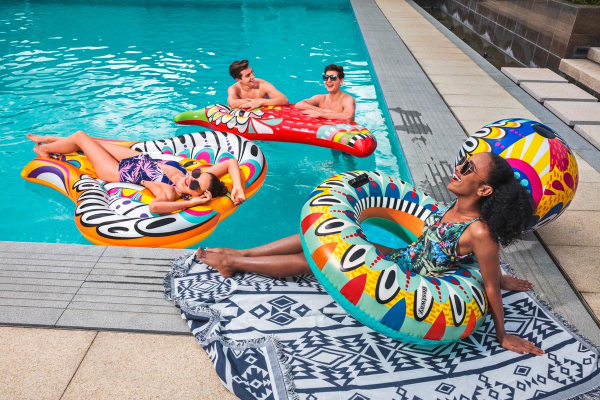 Luftmatratzen LxB: 176x142 cm Bis 90 Kg Belastbar - Schwarz/Orange, MODERN, Kunststoff (176/142/23cm) - Bestway