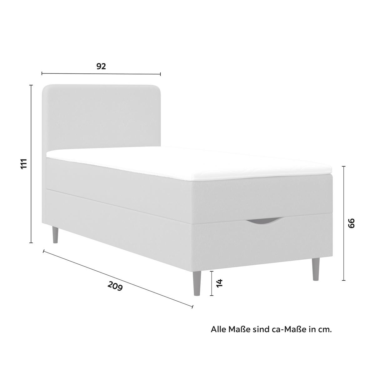 Boxspringová postel VIDA 90x200, šedá, s topperem - šedá/černá, Moderní, dřevo/textil (90/200cm) - Bessagi Home