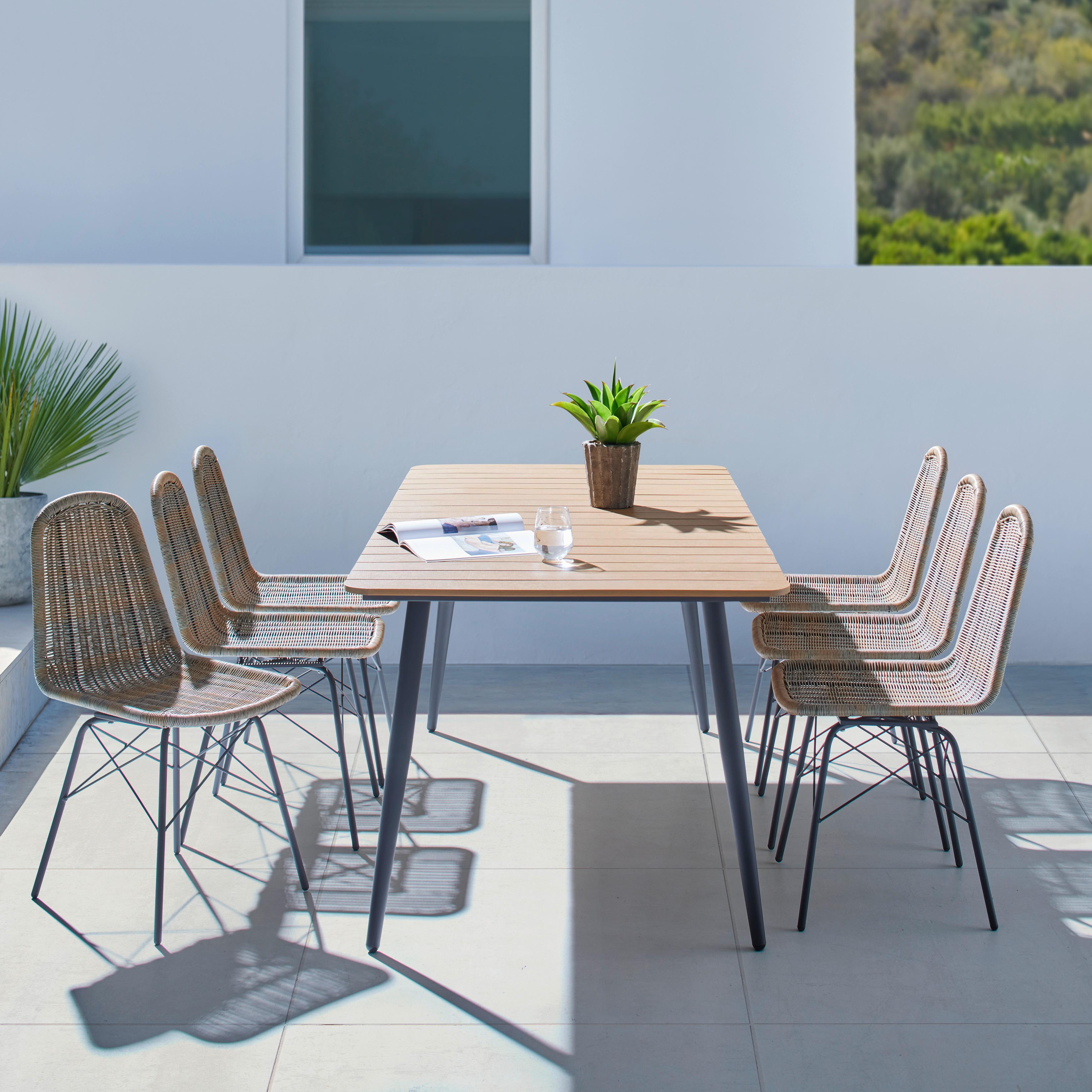 Záhradná súprava ZOPHIA - sivá/prírodná farba, Modern, kov/plast (180/74/90cm) - Bessagi Garden