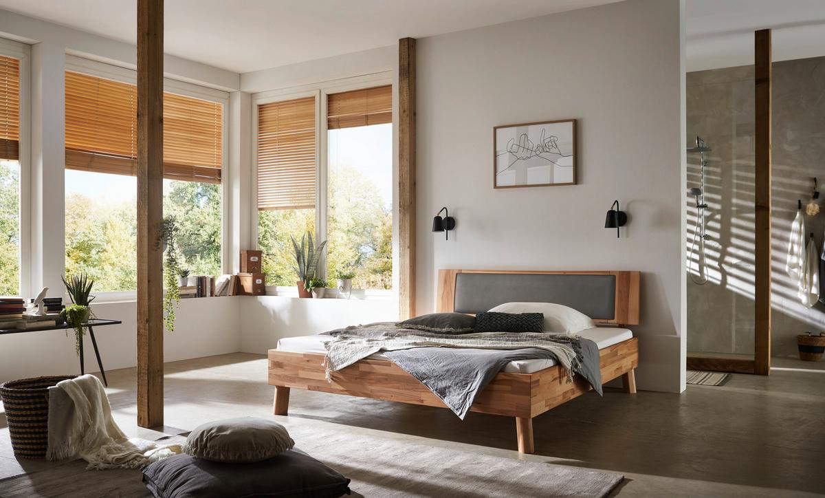 Bett Como Naturfarben /Kernbuche 160x200cm - Naturfarben/Kernbuche, MODERN, Holz (160/200cm) - MID.YOU