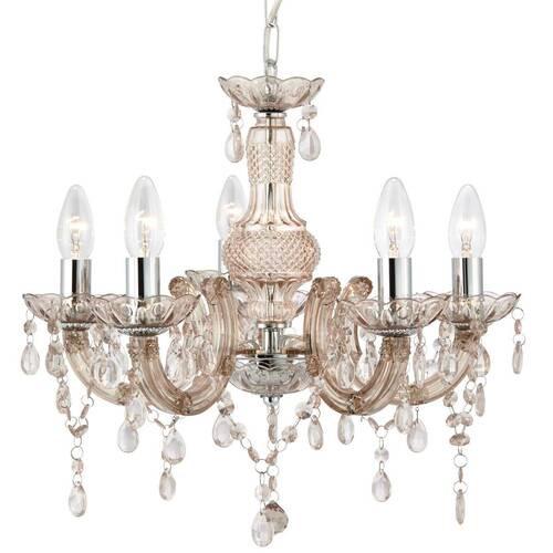 Kristall-Hängeleuchte Marie Therese 1455-5mi - Rotbraun, KONVENTIONELL, Glas/Kunststoff (48/120cm)