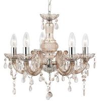 Kristall-Hängeleuchte Marie Therese 1455-5mi - Rotbraun, KONVENTIONELL, Glas/Kunststoff (48/120cm)