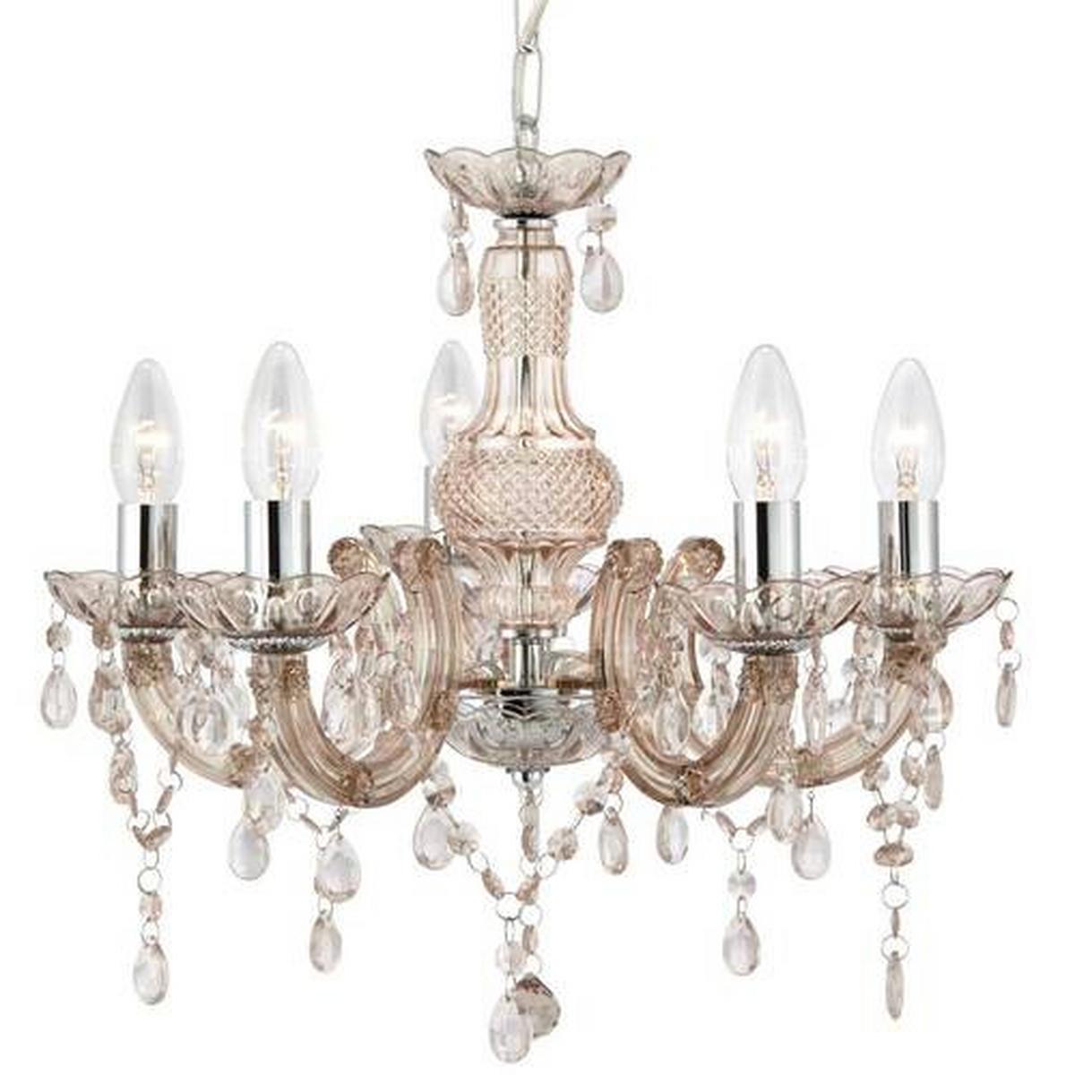 Kristall-Hängeleuchte Marie Therese 1455-5mi - Rotbraun, KONVENTIONELL, Glas/Kunststoff (48/120cm)