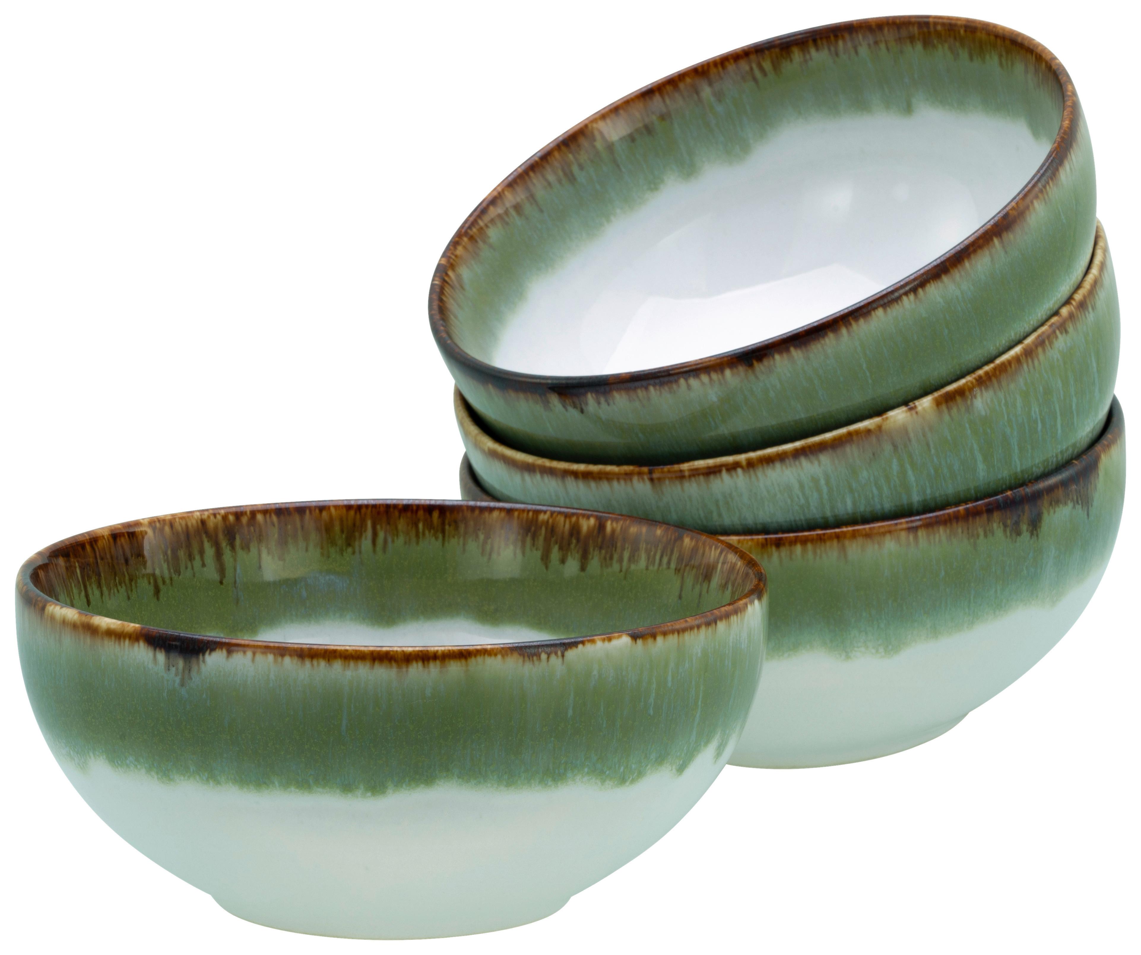 Schüsselset 4 -Teilig. Cascade Steinzeug, Weiß/Grün - Weiß/Grün, Design, Keramik - Creatable