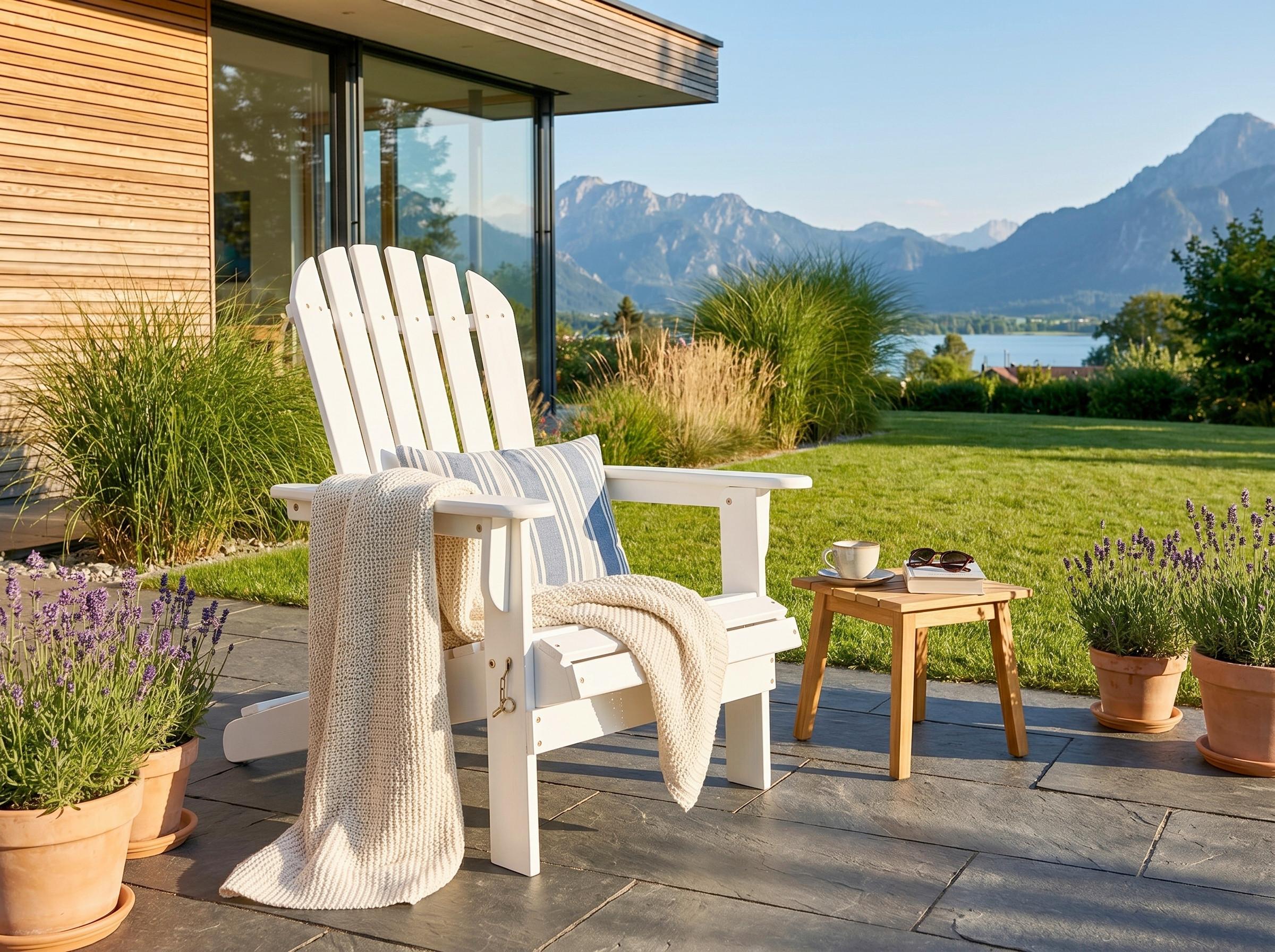 Garten-Relaxsessel Akazie - Weiß, Basics, Holz (84/69/93cm)