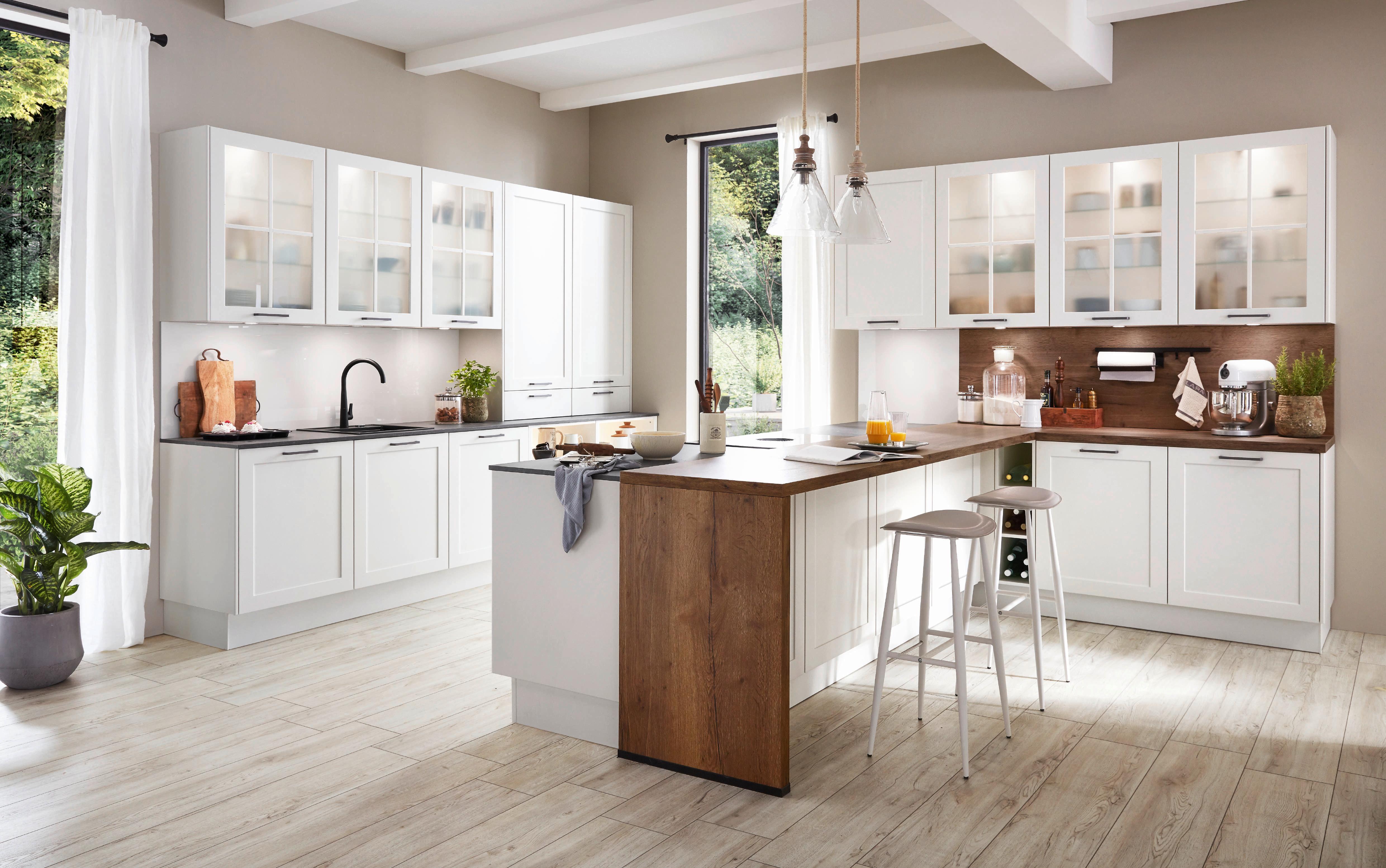 Einbauküche Neapel Frei Planbar Landhausstil - Eichefarben/Schwarz, MODERN, Holzwerkstoff - Vertico