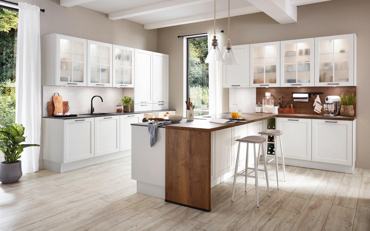 Einbauküche Neapel Frei Planbar Landhausstil - Eichefarben/Schwarz, MODERN, Holzwerkstoff - Vertico