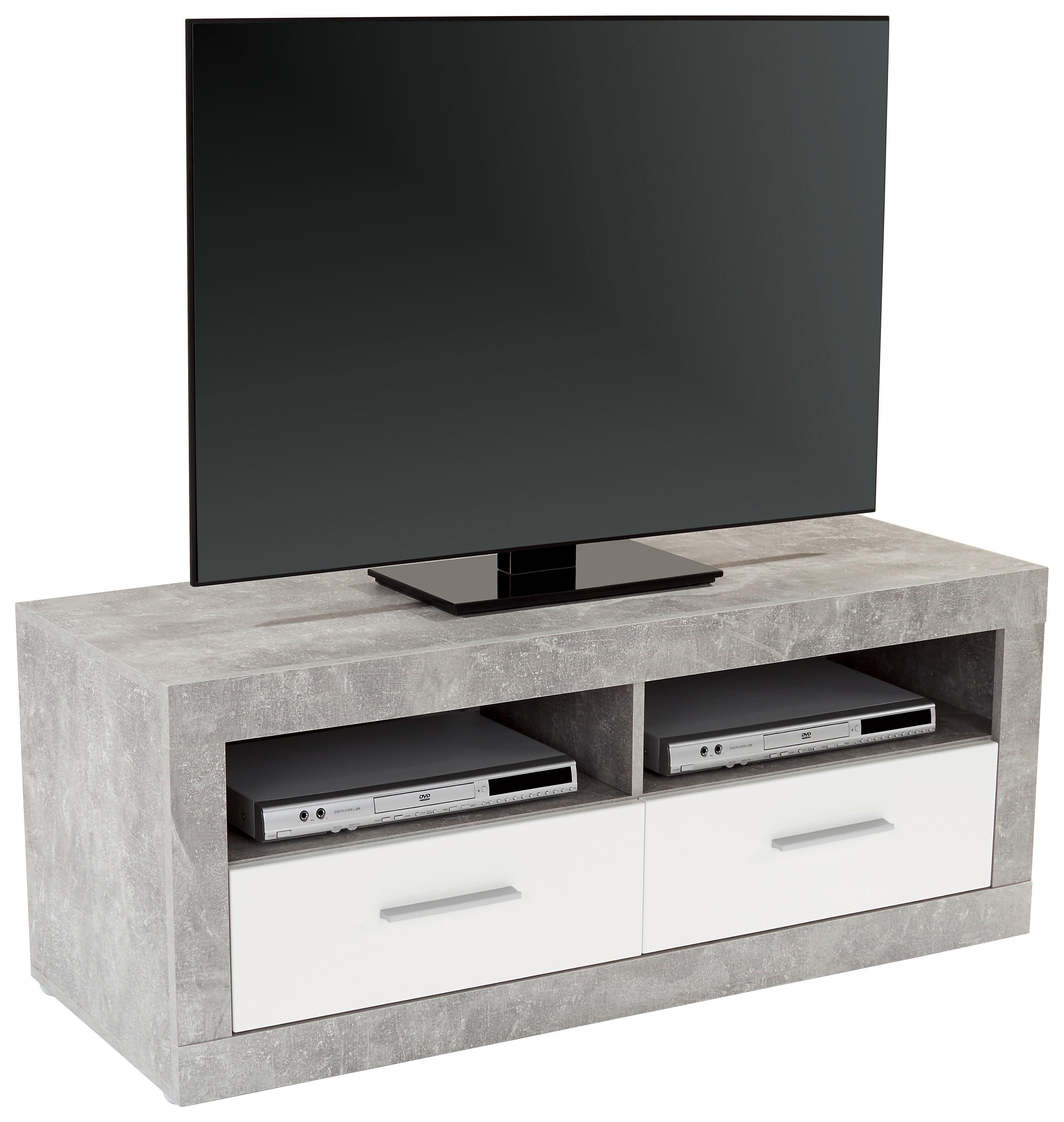 TV-Lowboard Malta B: 128 cm, Betonoptik/Weiß - Schwarz/Weiß, MODERN, Holzwerkstoff (128/50/42cm)
