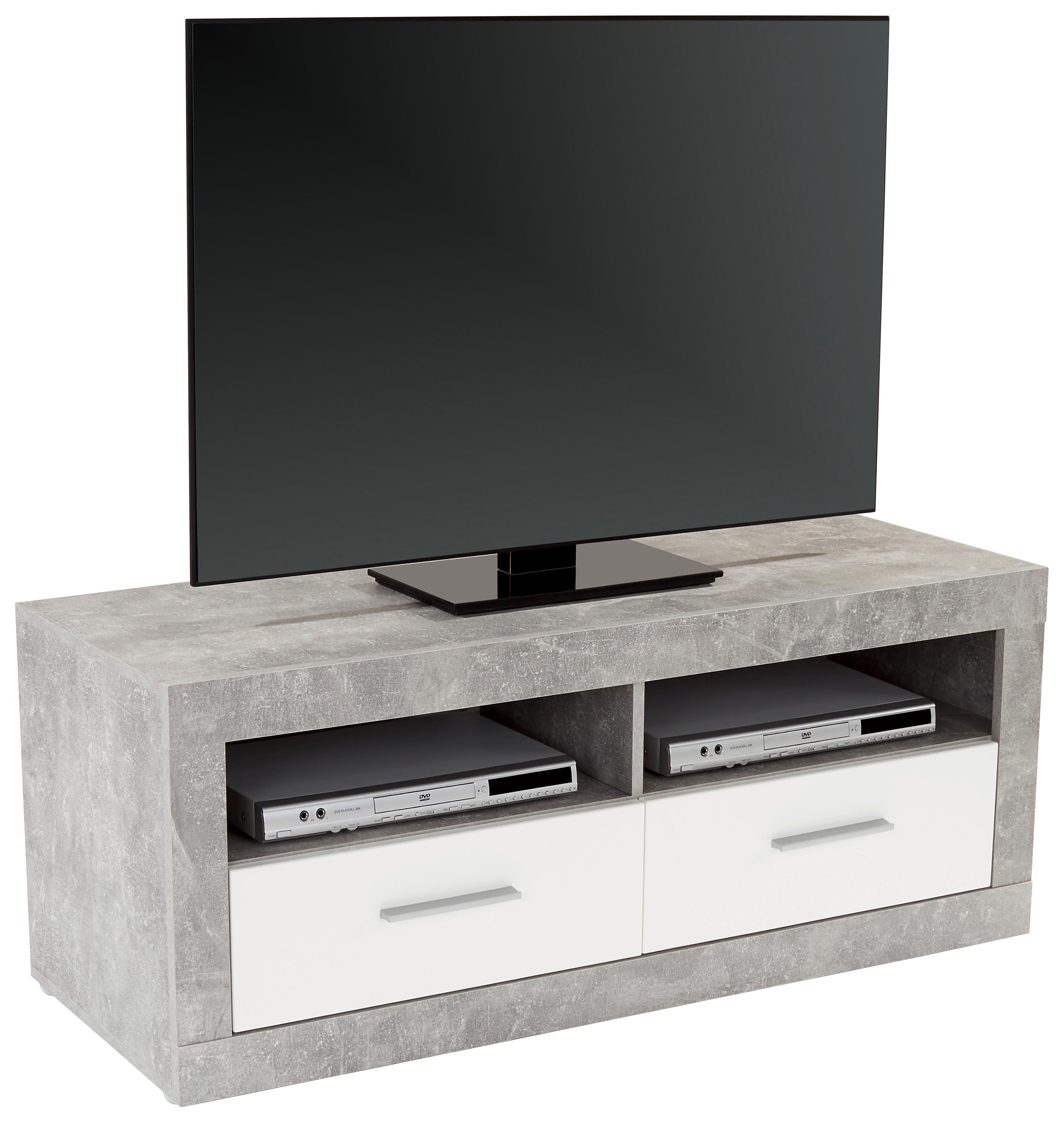 Tv Díl Malta - šedá/bílá, Moderní, kompozitní dřevo/plast (128/50/42cm)