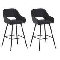 Barhocker-set 2er Mit Lehne Porto Anthrazit/schwarz - Anthrazit/Schwarz, MODERN, Textil/Metall (52/102/56cm) - MID.YOU
