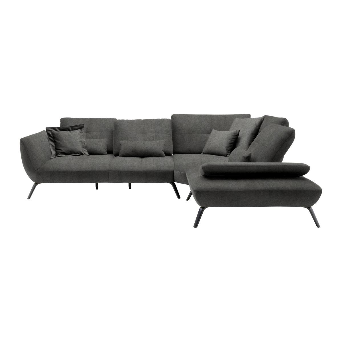 Rohová sedačka TRENDY, pravá, antracitová - černá/antracitová, Moderní, kov/kompozitní dřevo (310/93/250cm) - Premium Living