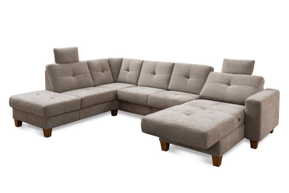 Sedacia súprava do U VARESE, ľavá, sivohnedá ženilka - farba duba/taupe, Modern, drevo/textil (222/318/164cm) - James Wood
