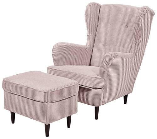 Ohrensessel Oskar Rosa B: 78 cm - Schwarz/Rosa, Basics, Textil (78/102/98cm) - MID.YOU
