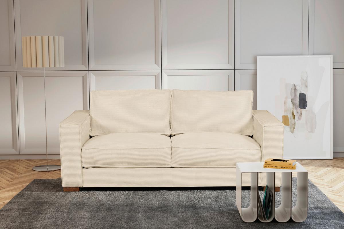 Schlafsofa Texas Creme Cord, B: 203 cm - Dunkelbraun/Creme, Design, Textil (203/85/99cm) - MID.YOU