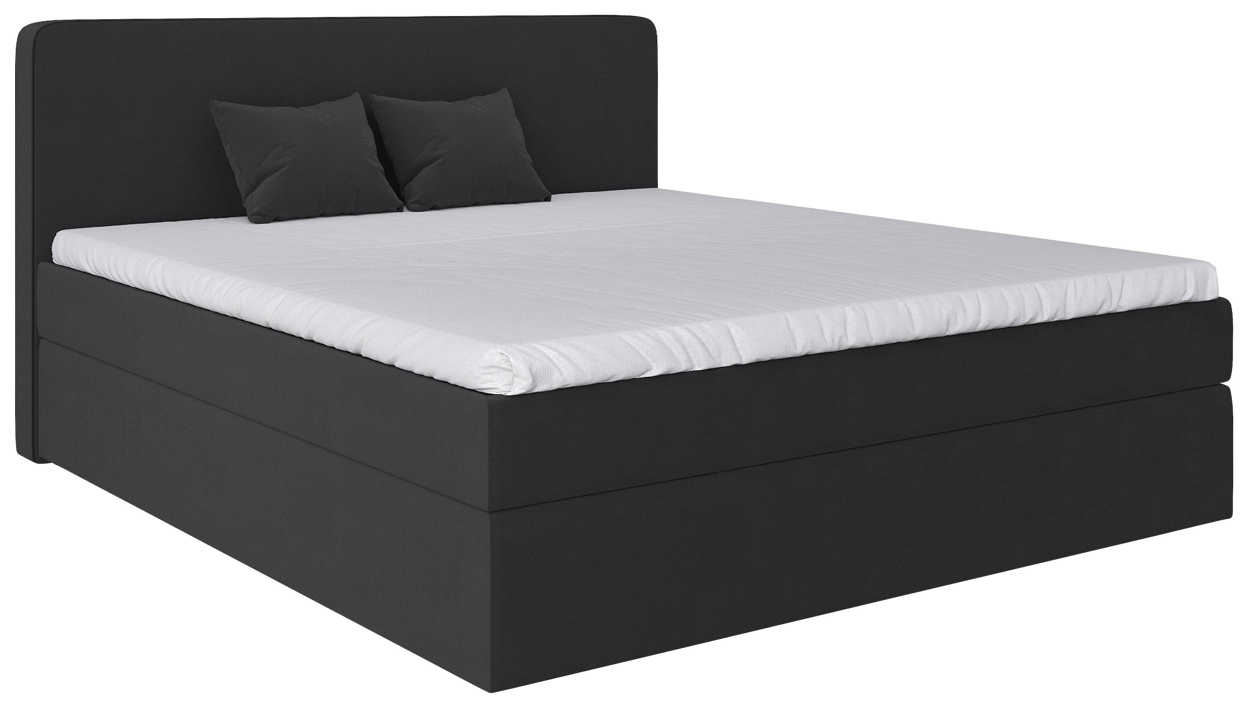 Boxbett mit Topper 180x200 Jubi - Anthrazit/Schwarz, KONVENTIONELL, Holz/Textil (180/200cm)