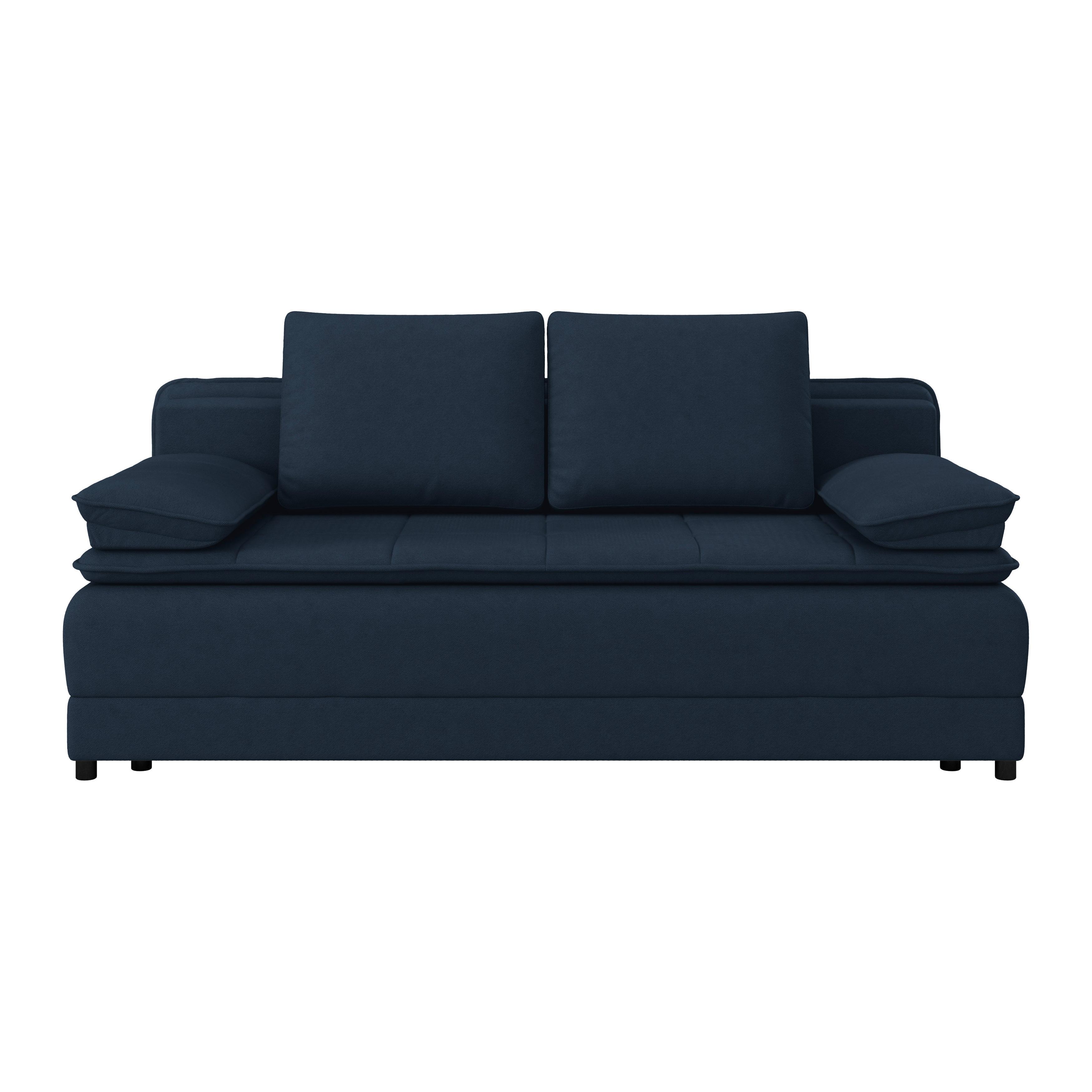 Schlafsofa Alice - Schwarz/Dunkelblau, MODERN, Textil (202/73-92/105cm) - Luca Bessoni
