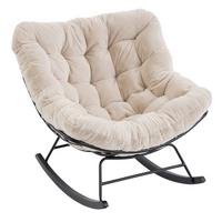 Hojdacie kreslo CLOUD, béžová umelá kožušina - čierna/béžová, Modern, kov/drevo (96/88/103cm) - Mömax