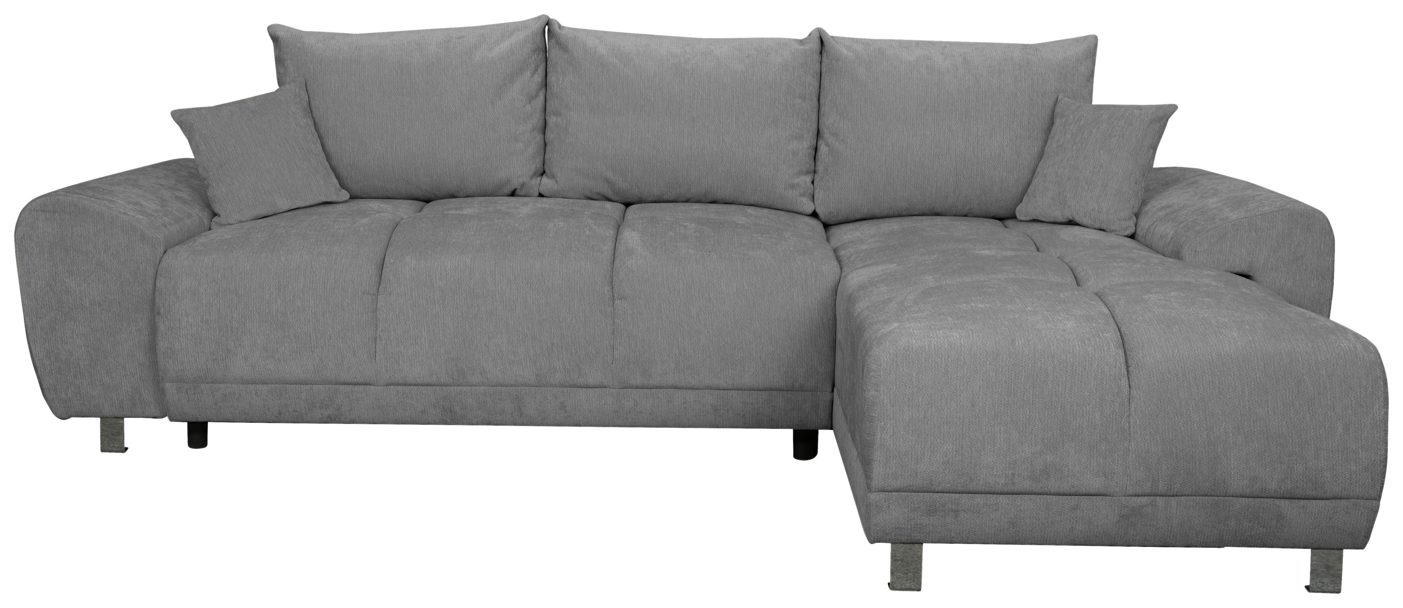 ECKSCHLAFSOFA Ramon, Dunkelgrau S: 296x182cm - Chromfarben/Dunkelgrau, Trend, Textil (296/182cm)