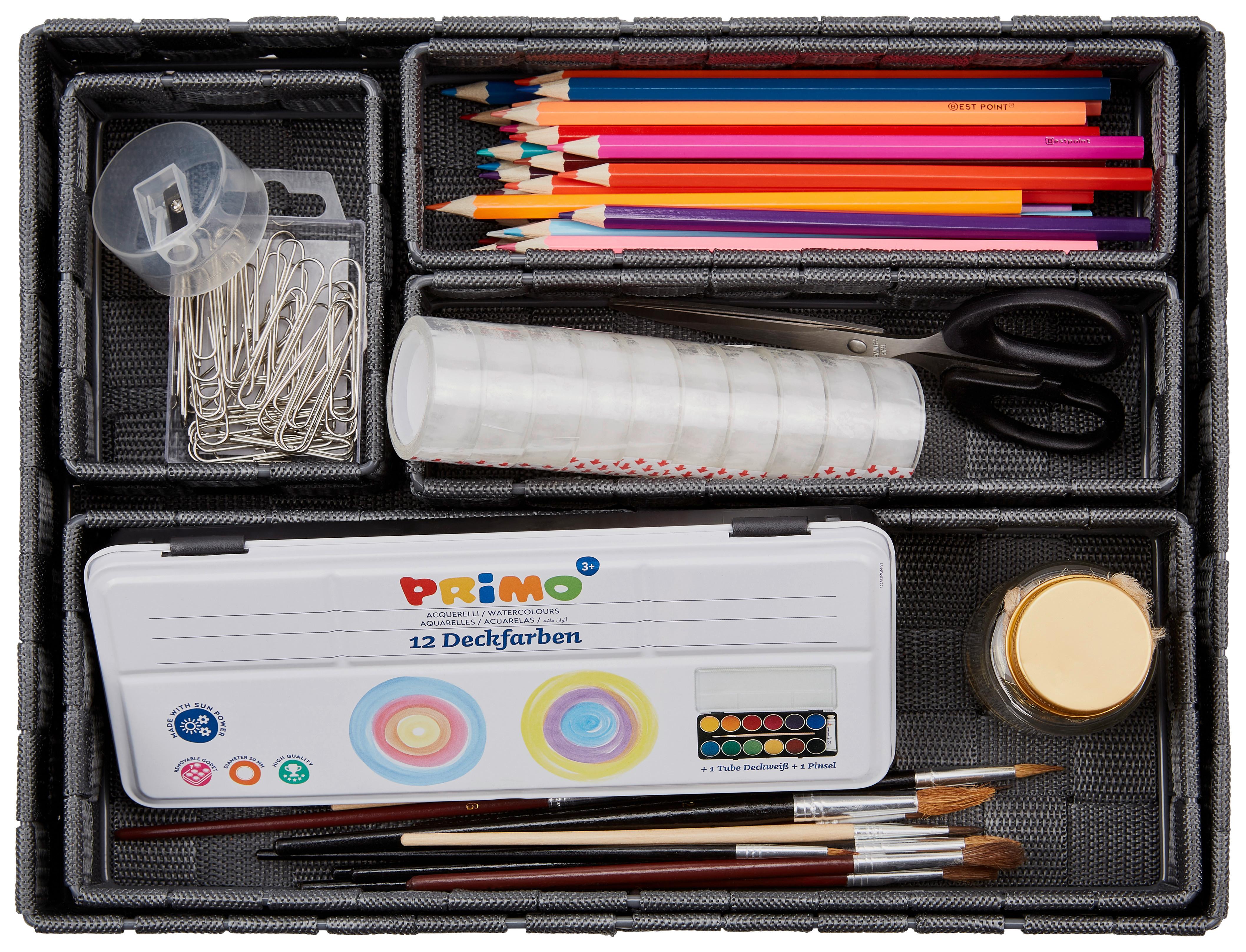 Schubladeneinteilung in Dunkelgrau