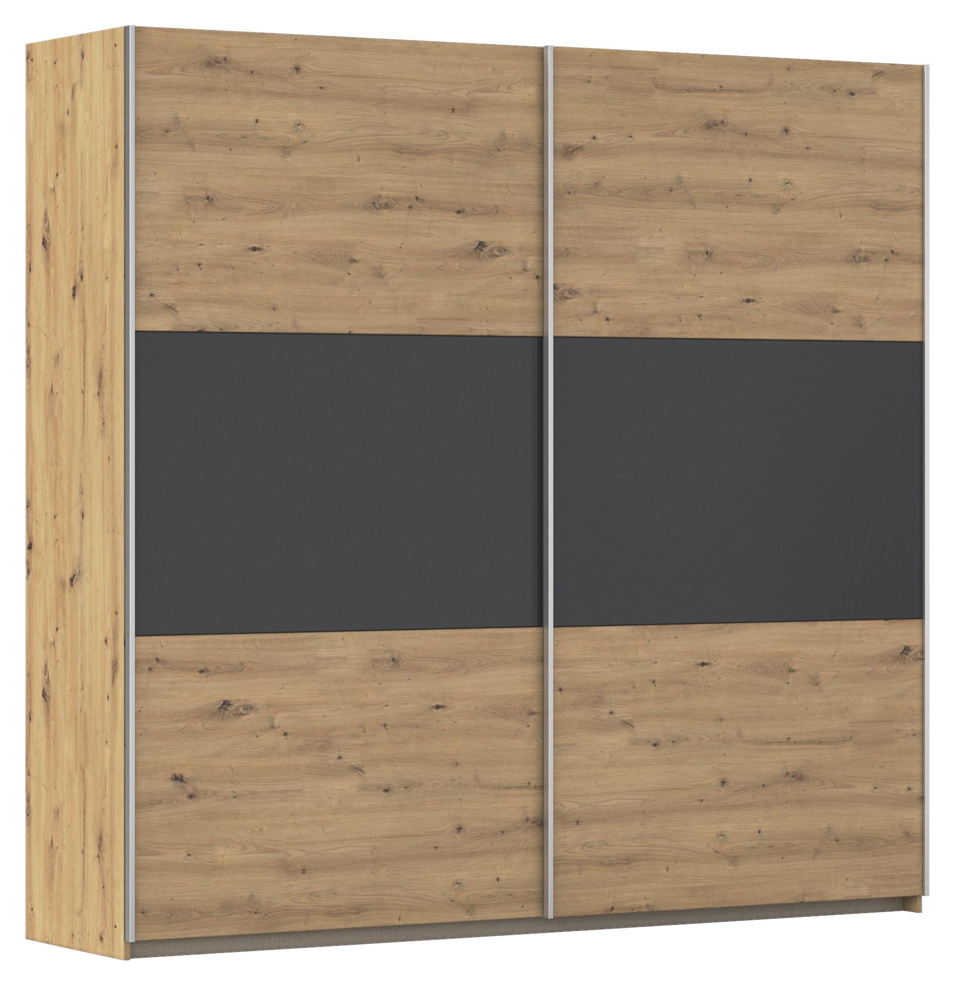 Schwebetürenschrank Foster - Eiche Artisan/Grau, KONVENTIONELL, Holzwerkstoff (218/210/59cm)