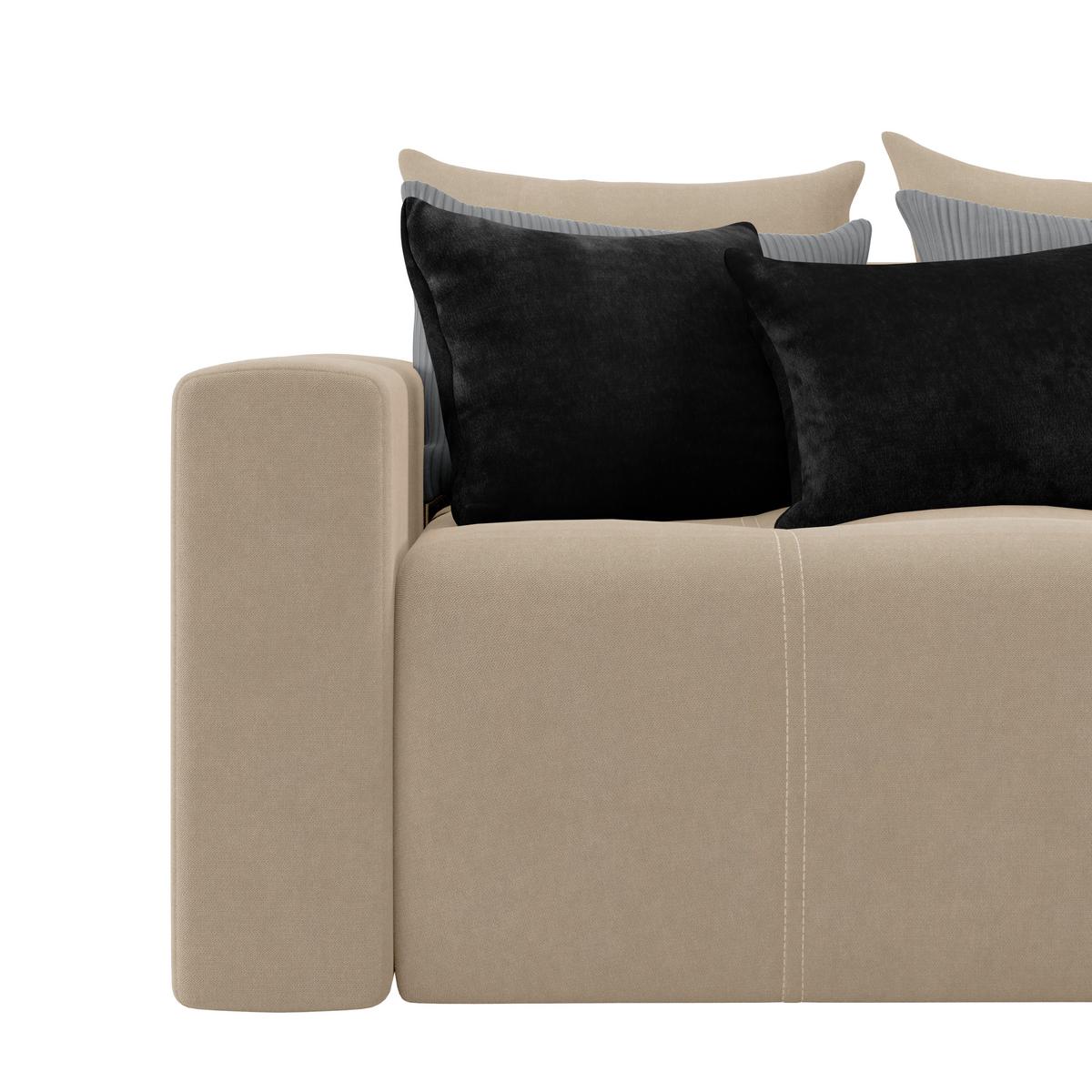 Big Sofa Mit Schlaffunktion Hanna B: 280 Cm Beige - Beige/Schwarz, MODERN, Textil (280/87/145cm)