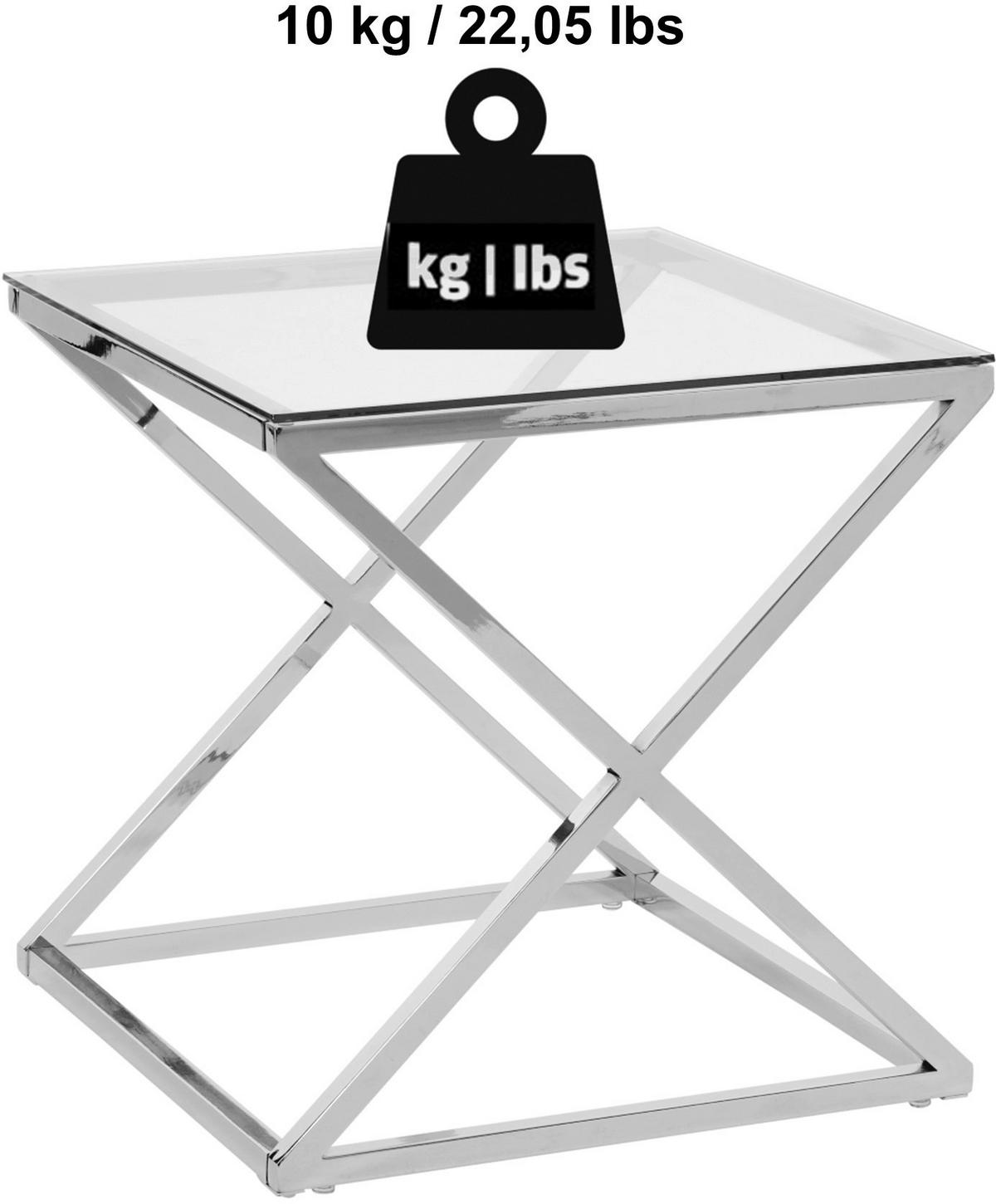 Beistelltisch Xtra By Side - Klar/Goldfarben, MODERN, Glas/Metall (50/50/50cm) - Livetastic