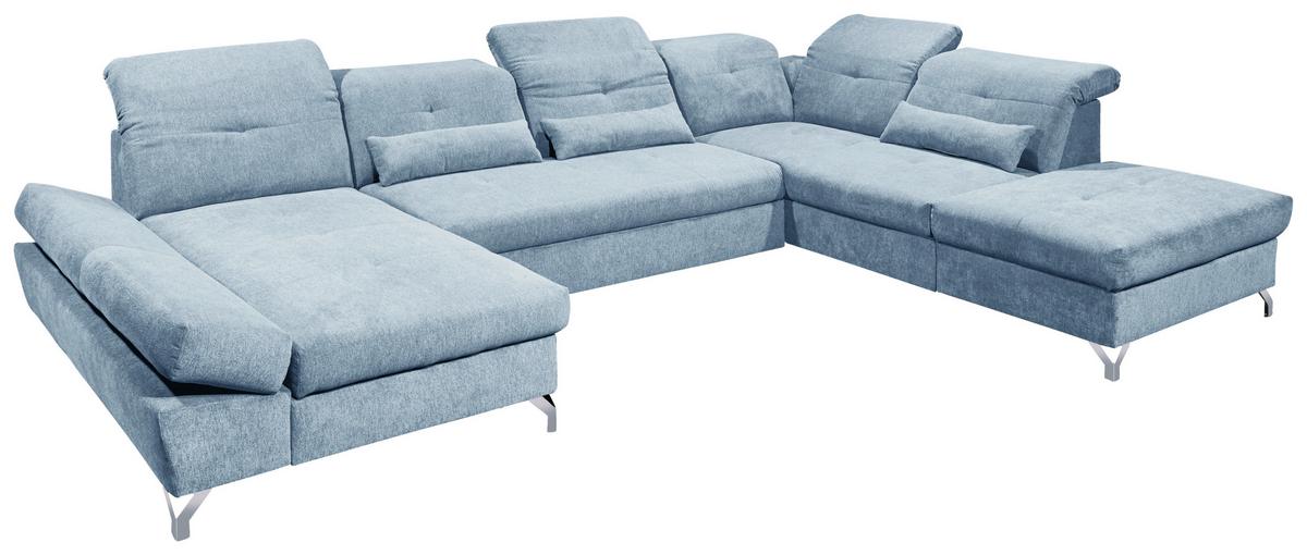 Ecksofa Melfi Blau U: 168 Cm - Blau/Silberfarben, MODERN, Textil (168/350/245cm) - MID.YOU