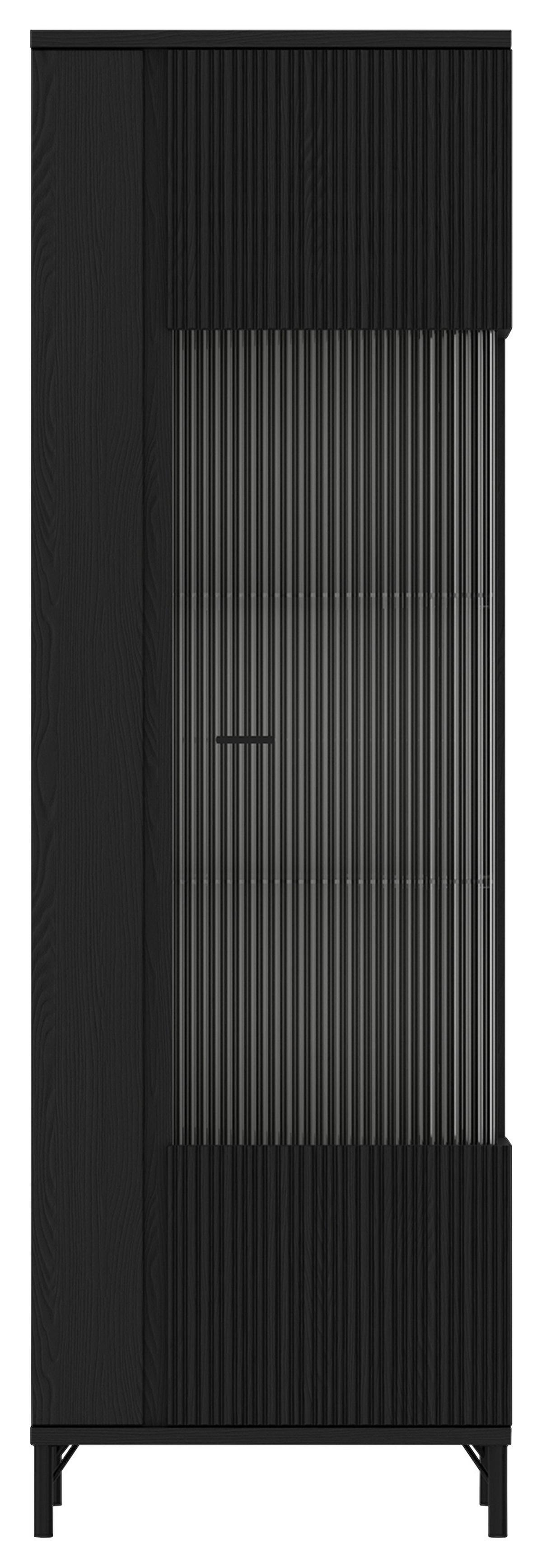 Vitrine Lusaka Schwarz B: 62 cm - Schwarz, Trend, Glas/Holzwerkstoff (62/194/40cm)