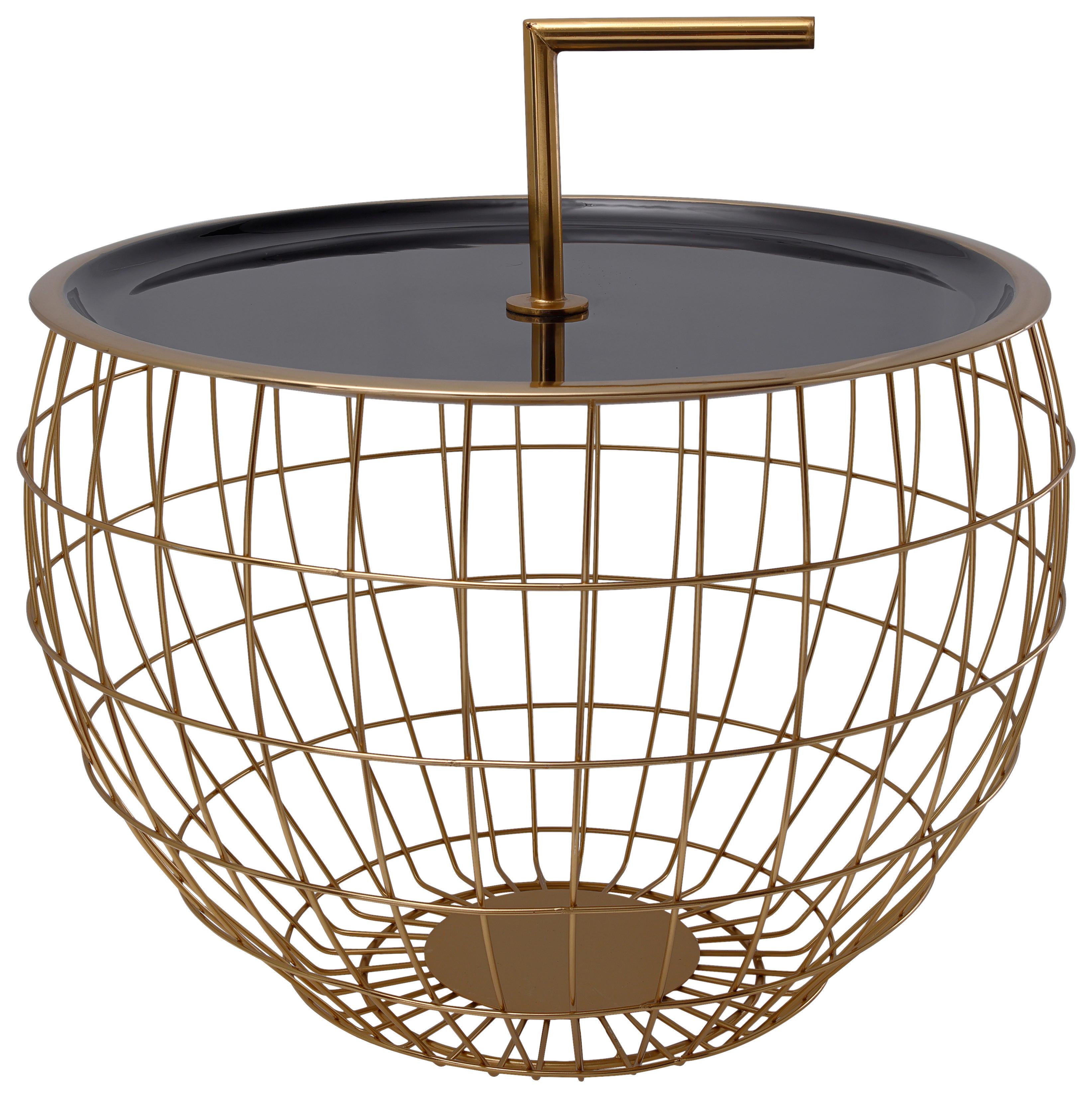 PRÍRUČNÝ STOLÍK ART DECO - čierna/zlatá, Design, kov (49,5/37cm) - MID.YOU