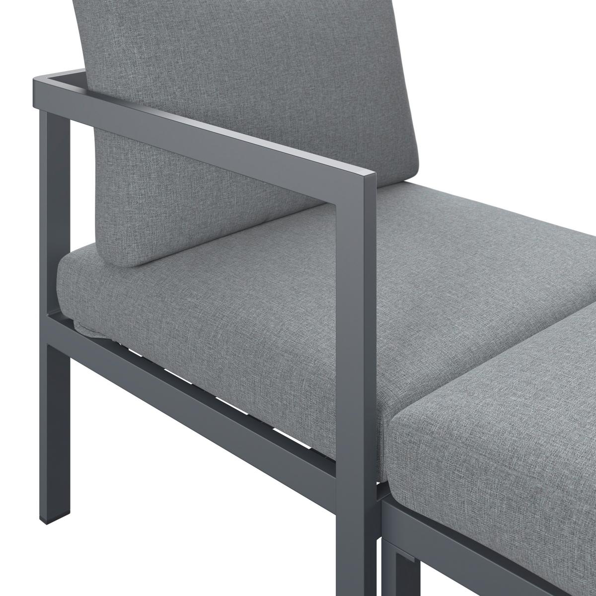 Loungegarnitur Basel - Dunkelgrau/Naturfarben, MODERN, Kunststoff/Textil - Beldano