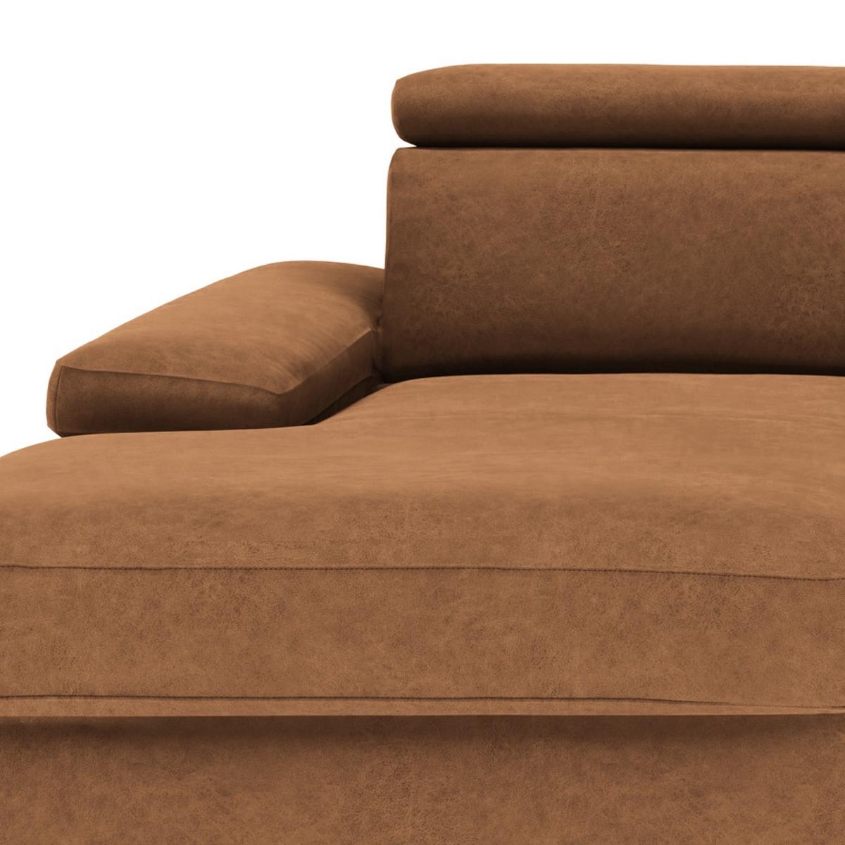 Ecksofa Elvis, Braun S: 182x259 Cm - Silberfarben/Braun, KONVENTIONELL, Textil (182/259cm) - Trendmanufaktur