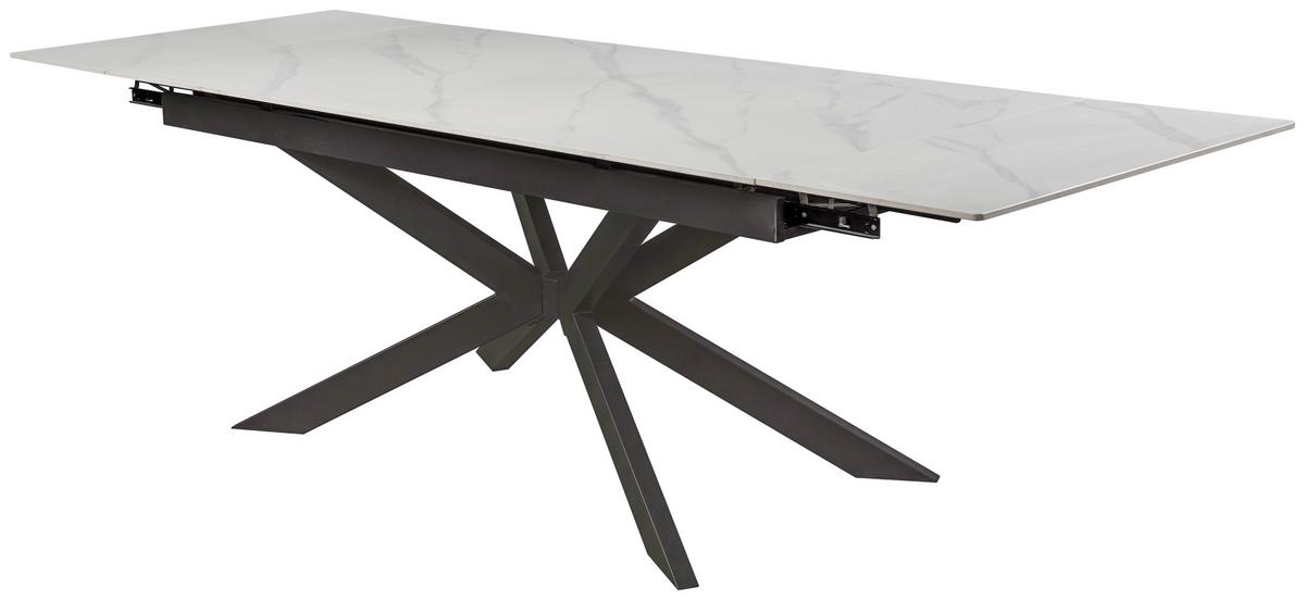 Rozťahovací stôl LEON 180-260x90cm - čierna/biela, Modern, kov/keramika (180-260/76/90cm) - Premium Living