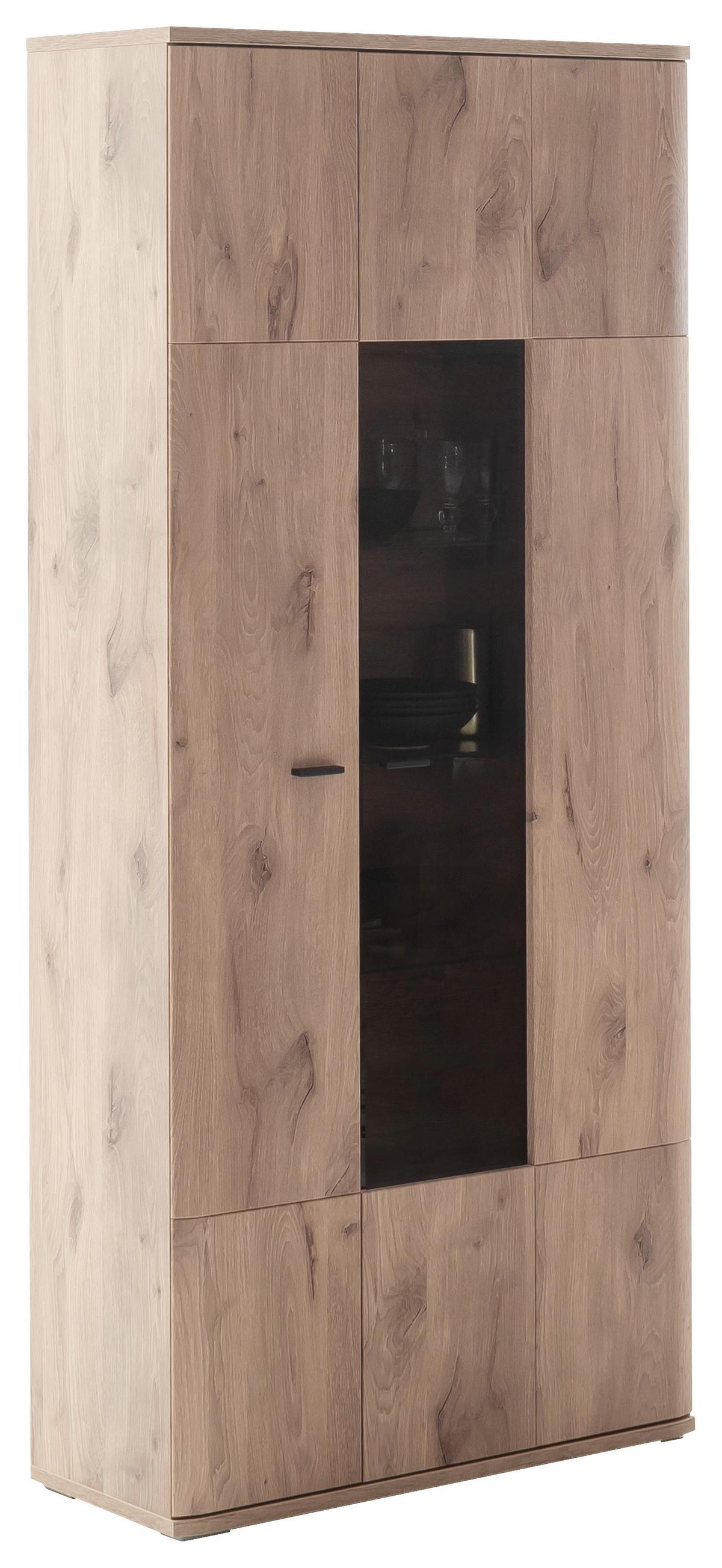 Vitrine Prato Eichefarben B: 90 cm - Eichefarben, Design, Glas/Holzwerkstoff (90/199/37cm) - MID.YOU