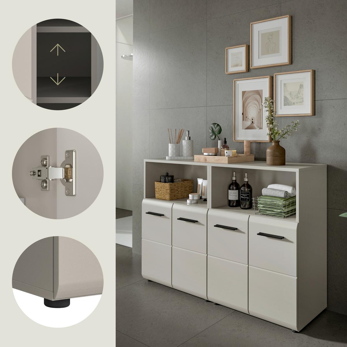 Badezimmer Ice Kaschmir B: 120cm - Kaschmir/Schwarz, Trend, Holzwerkstoff (120cm) - MID.YOU