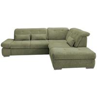 Ecksofa mit Schlaffunktion Dalida Grün Chenille - Chromfarben/Grün, Design, Textil (280/254cm) - Livetastic