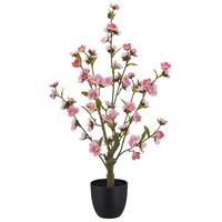 Kirschblütenzweige im Topf rosa, Höhe ca. 64 cm - Schwarz/Rosa, Basics, Kunststoff (64cm)