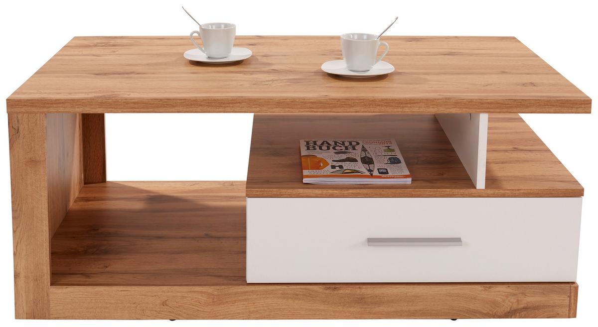 Couchtisch mit Stauraum Iguan, Wotan Eiche Dekor/Weiß - Eichefarben/Weiß, MODERN, Holzwerkstoff (110/45/67cm)