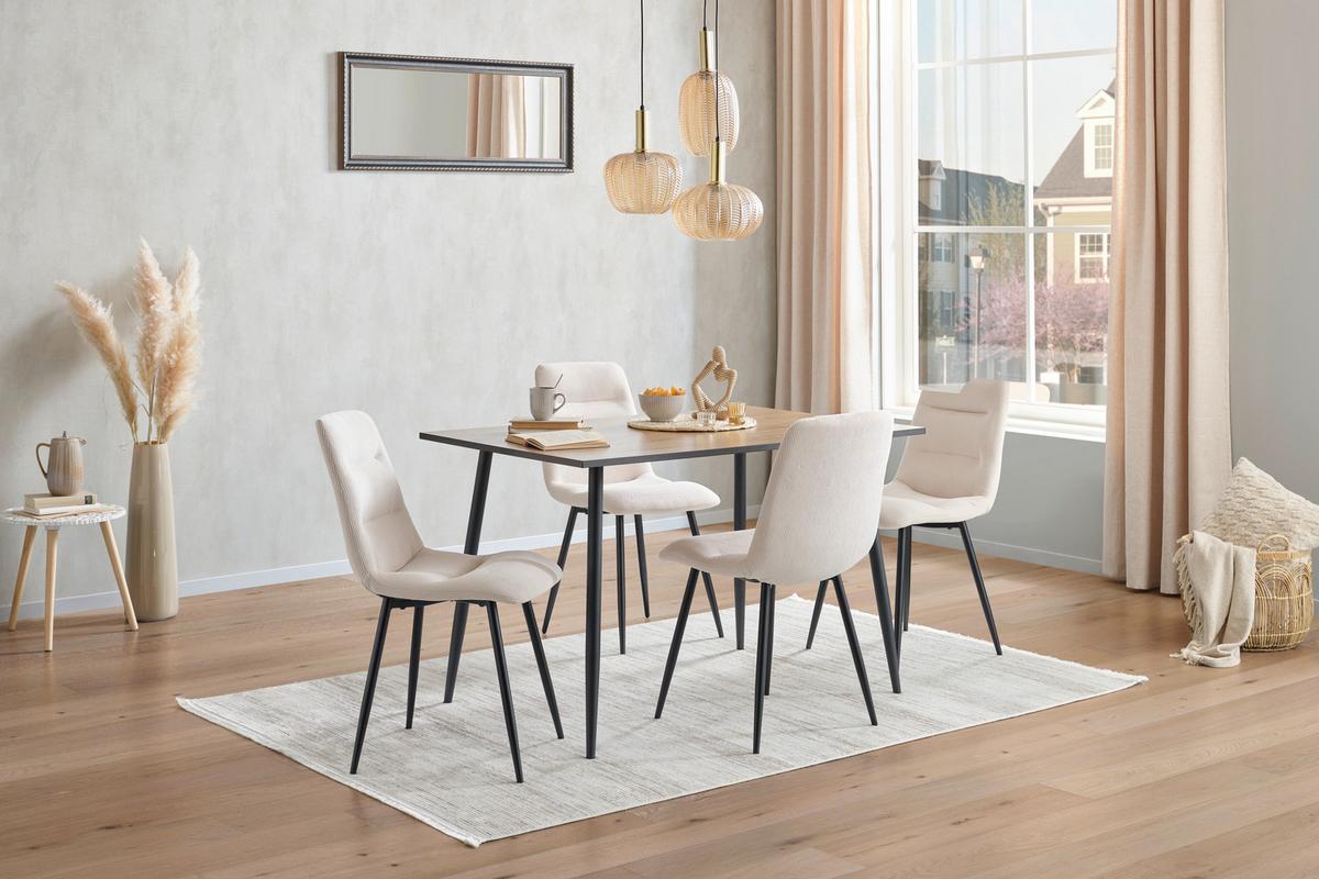 Esstisch Tom 120x76x80 Cm Naturfarben/schwarz - Schwarz/Naturfarben, KONVENTIONELL, Holzwerkstoff/Metall (120/76/80cm)