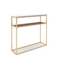 Konsolentisch Candy Nuss Dekor/Metall B: 105 cm - Goldfarben/Nussbaumfarben, KONVENTIONELL, Holzwerkstoff/Metall (105/30/95cm) - Playboy