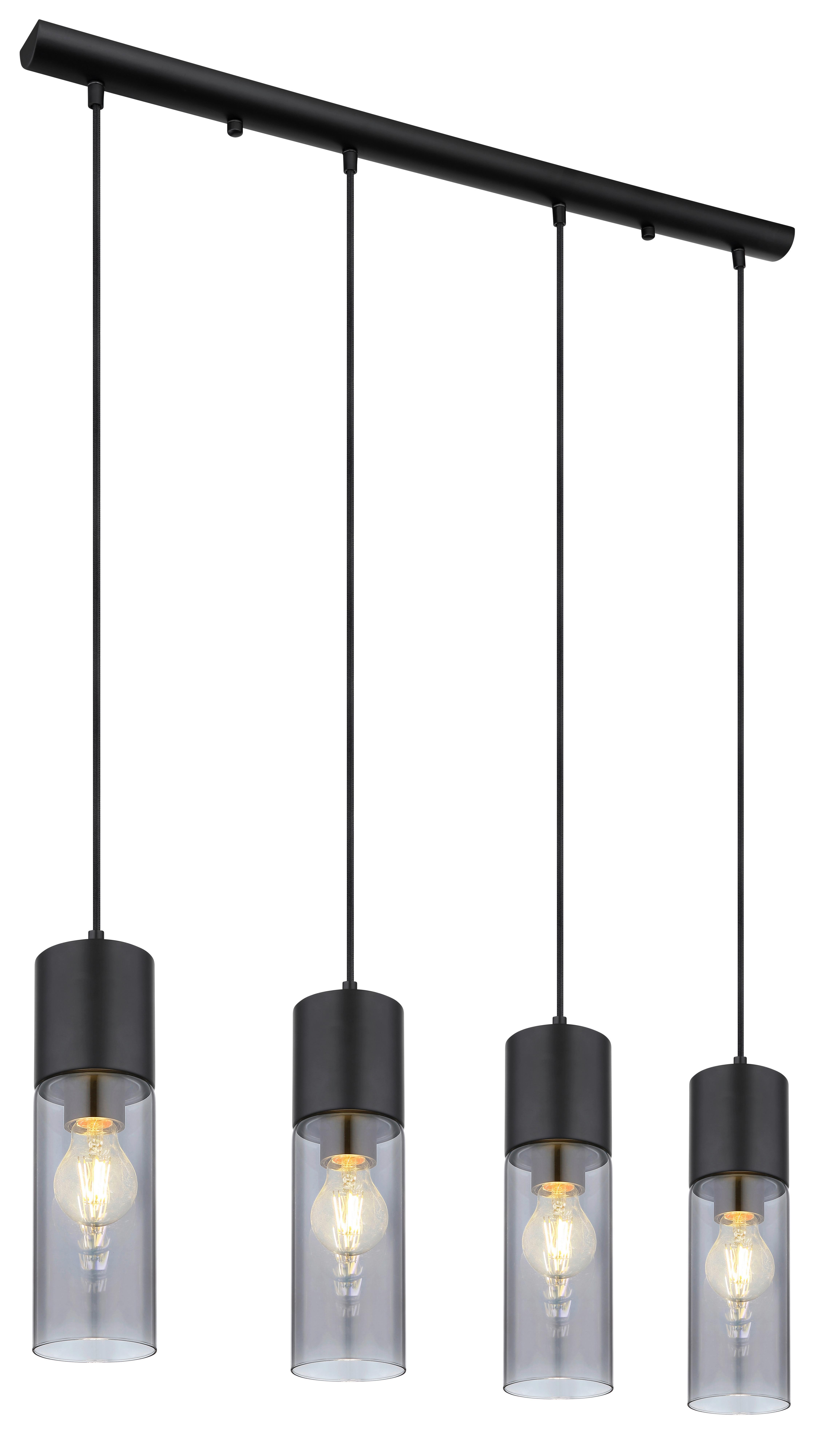 Hängeleuchte Nopä - Schwarz, KONVENTIONELL, Glas/Metall (80/9/156cm)