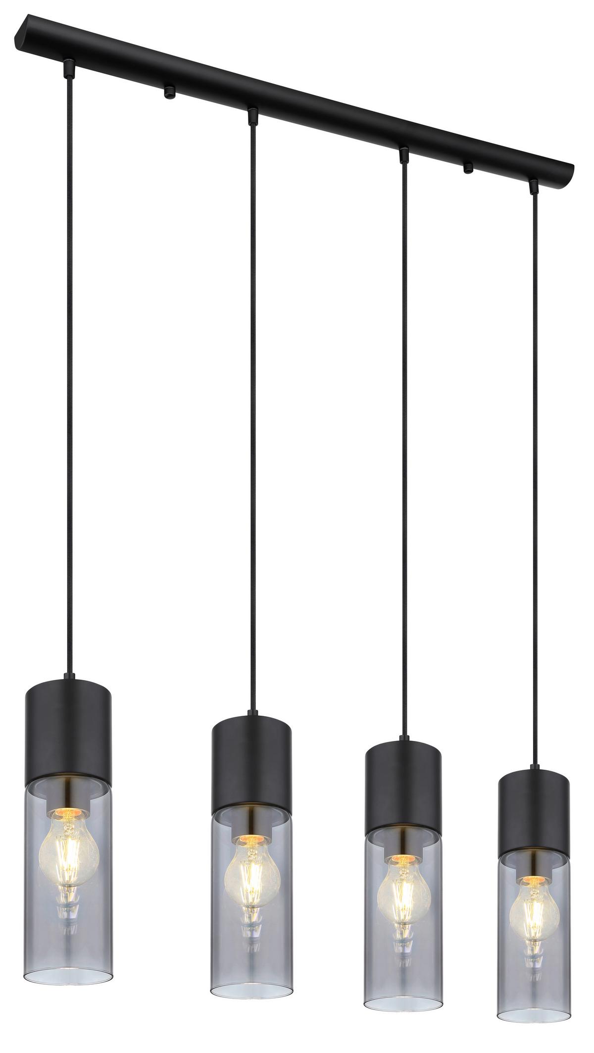 Hängeleuchte Nopä - Schwarz, KONVENTIONELL, Glas/Metall (80/9/156cm)