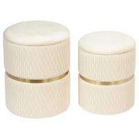 Hockerset Milas 100 2-teilig Creme D: 36/31,5 Cm - Goldfarben/Creme, KONVENTIONELL, Textil/Metall (31,5x38/36x44cm) - Kayoom