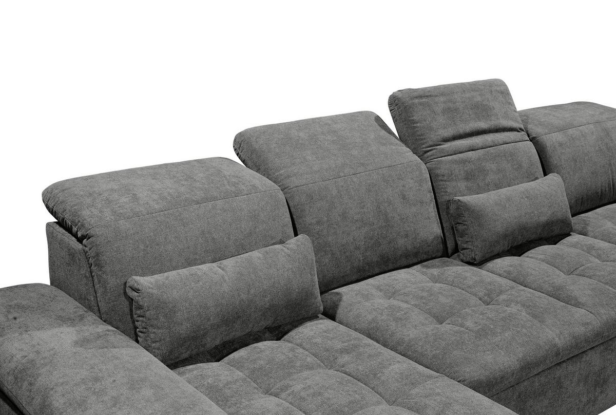Sedací souprava tmavě šedá - barvy stříbra/tmavě šedá, Konvenční, textil/plast (188/340/240cm) - MID.YOU